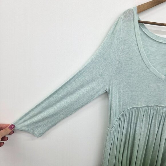 Mint‎ Green Dip Dye Babydoll Top M Soft Ombre Flowy Tunic High Waist Stretch - Picture 5 of 10
